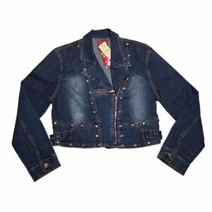 Deadstock Y2K Denim Crop Moto Jacket